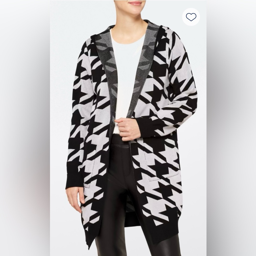 Vigoss Monochrome Houndstooth Cardigan